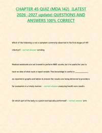 CHAPTER 45 QUIZ (MDA 142) {LATEST 2026 -2027 update} QUESTIONS AND ANSWERS 100% CORRECT