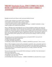 NREMT Simulation Exam, EMT COMPLETE TEST BANK VERIFIED QUESTIONS AND CORRECT ANSWERS