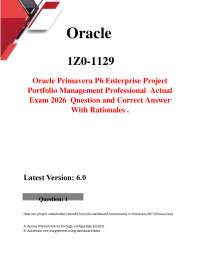 Oracle Primavera P6 Enterprise Project Portfolio Management Professional Actual Exam 2026