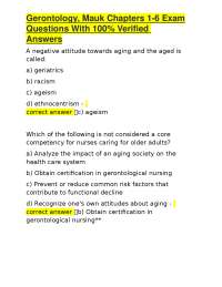 Gerontology, Mauk Chapters 1-6 Exam Questions With 100% Verified Answers