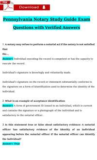 Pennsylvania Notary Study Guide Exam (2026 / 2027) | Notary Public | PA (PDF)