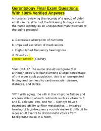 Gerontology Final Exam Questions With 100% Verified Answers