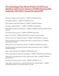 NJ Cosmetology State Board Written EXAM Exam Questions And Correct Answers (Verified Answe
