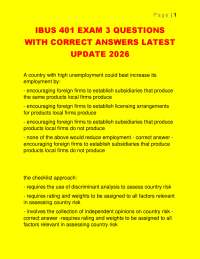 IBUS 401 EXAM 3 QUESTIONS WITH CORRECT ANSWERS LATEST UPDATE 2026