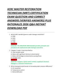 IICRC MASTER RESTORATION TECHNICIAN (MRT) CERTIFICATION EXAM QUESTION