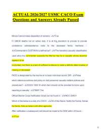 ACTUAL 2026/2027 USMC CACO Exam Questions and Answers Already Passed Minors Cannot make d
