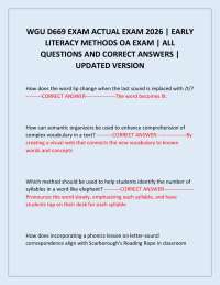 WGU D669 EXAM ACTUAL EXAM 2026 | EARLY LITERACY METHODS OA EXAM | QUESTIONS AND ANSWERS