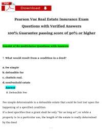 Pearson VUE Real Estate Insurance Exam (2026 / 2027) | Real Estate | PDF