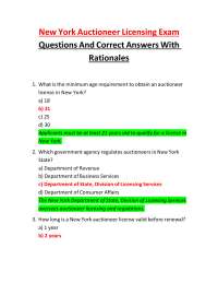 New York Auctioneer Licensing Exam Questions And Correct Answers With Rationales