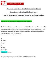 Pearson VUE Real Estate Insurance Exam (2026 / 2027) | Real Estate | PDF