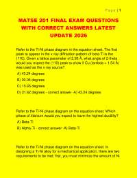 MATSE 201 FINAL EXAM QUESTIONS WITH CORRECT ANSWERS LATEST UPDATE 2026