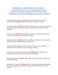 MEDICAL DECISIONS EXAM 1 | COMPLETE QUESTIONS & ANSWERS WITH FULL SOLUTIONS | 2026 UPDATED