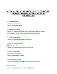 COB 241 FINAL REVIEW QUESTIONS FULL 2026 QUESTIONS WITH ANSWERS GRADED A+