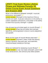 LIFEFIT Final Exam Review Lifetime Fitness and Wellness Pursuits 1B Online Course Exam Act