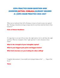 CEPA PRACTICE EXAM QUESTION AND ANSWERS|ACTUAL 250Qs&As|ALREADY GRADED A+|CEPA EXAM PRACTI