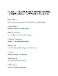 MCDB 3145 FINAL PAPER 2026 QUESTIONS WITH CORRECT ANSWERS GRADED A+