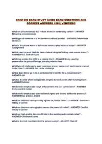 CRIM 300 EXAM STUDY GUIDE EXAM QUESTIONS AND CORRECT ANSWERS 100% VERIFIED!!