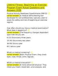 Lifetime Fitness- Beginning an Exercise Program Exam Actual Questions and Answers 2026