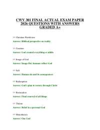 CWV 301 FINAL ACTUAL EXAM PAPER 2026 QUESTIONS WITH ANSWERS GRADED A+