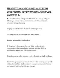 RELATIVITY ANALYTICS SPECIALIST EXAM 2026 PREMIUM REVIEW MATERIAL COMPLETE ANSWERS A+