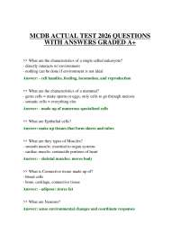 MCDB ACTUAL TEST 2026 QUESTIONS WITH ANSWERS GRADED A+
