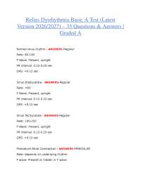RELIAS DYSRHYTHMIA BASIC A TEST 2026/2027 | 35 Q&A – GRADED A+