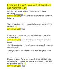 Lifetime Fitness 2 Exam Actual Questions and Answers 2026