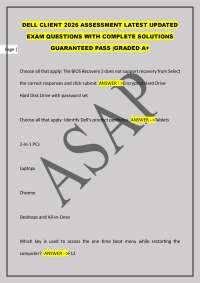 DELL CLIENT 2026 ASSESSMENT LATEST UPDATED EXAM QUESTIONS WITH COMPLETE SOLUTIONS GUARAN