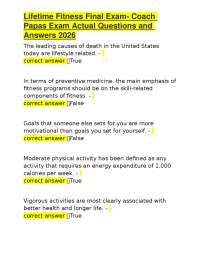 Lifetime Fitness Final Exam- Coach Papas Exam Actual Questions and Answers 2026