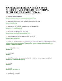 CNM SEMESTER EXAMPLE STUDY SHEET COMPLETE 2026 QUESTIONS WITH ANSWERS GRADED A