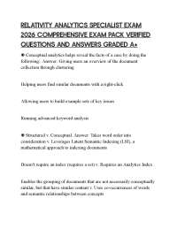 RELATIVITY ANALYTICS SPECIALIST EXAM 2026 COMPREHENSIVE EXAM PACK VERIFIED QUESTIONS AND A