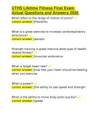 UTHS Lifetime Fitness Final Exam Actual Questions and Answers 2026