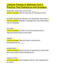 Lifetime Fitness & Wellness Unit 4 Practice Test Questions and Answers