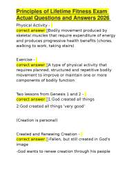 Principles of Lifetime Fitness Exam Actual Questions and Answers 2026