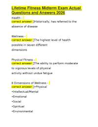 Lifetime Fitness Midterm Exam Actual Questions and Answers 2026