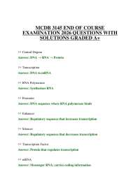 MCDB 3145 END OF COURSE EXAMINATION 2026 QUESTIONS WITH SOLUTIONS GRADED A+