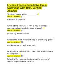 Lifetime Fitness Cumulative Exam Questions With 100% Verified Answers