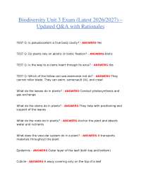 BIODIVERSITY UNIT 3 EXAM 2026/2027 | UPDATED Q&A WITH DETAILED RATIONALES