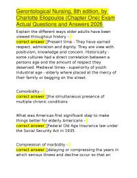 Gerontological Nursing, 8th edition, by Charlotte Eliopoulos (Chapter One) Exam Actual Que