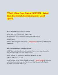 ECO4223 Final Exam Review 2026/2027 – Actual Exam Questions & Verified Answers | Latest U