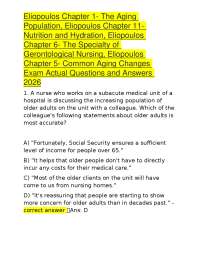 Eliopoulos Chapter 1- The Aging Population, Eliopoulos Chapter 11- Nutrition and Hydration