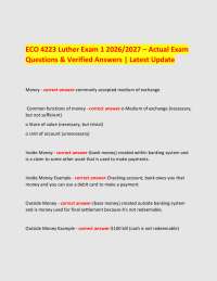 ECO 4223 Luther Exam 1 2026/2027 – Actual Exam Questions & Verified Answers | Latest Updat