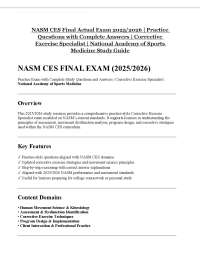 NASM CES Final Actual Exam 2025/2026 | Practice Questions with Complete Answers