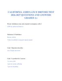 CALIFORNIA AMBULANCE DRIVERS TEST 2026-2027 QUESTIONS AND ANSWERS GRADED A+