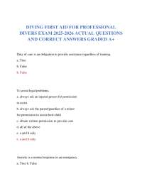 DIVING FIRST AID FOR PROFESSIONAL DIVERS EXAM 2025-2026 ACTUAL QUESTIONS AND CORRECT ANSWE