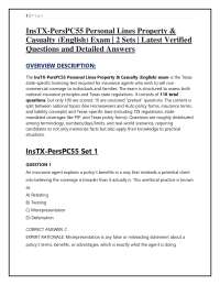 InsTX-PersPC55 Personal Lines Property & Casualty Exam 2 Sets Latest Questions and Answers
