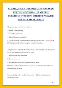 Florida Child Welfare Case Manager Exam Study Guide 2026/2027 | Practice Questions