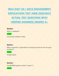 WGU D427 OA | DATA MANAGEMENT APPLICATIONS TEST (NEW 2026/2027) ACTUAL TEST QUESTIONS WITH
