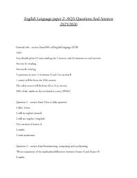 English Language paper 2- AQA Questions And Answers 2025/2026