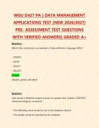 WGU D427 PA | DATA MANAGEMENT APPLICATIONS TEST (NEW 2026/2027) PRE- ASSESSMENT TEST QUEST